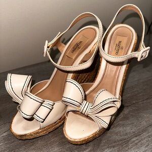 Valentino Leather Bow Accents Espadrilles